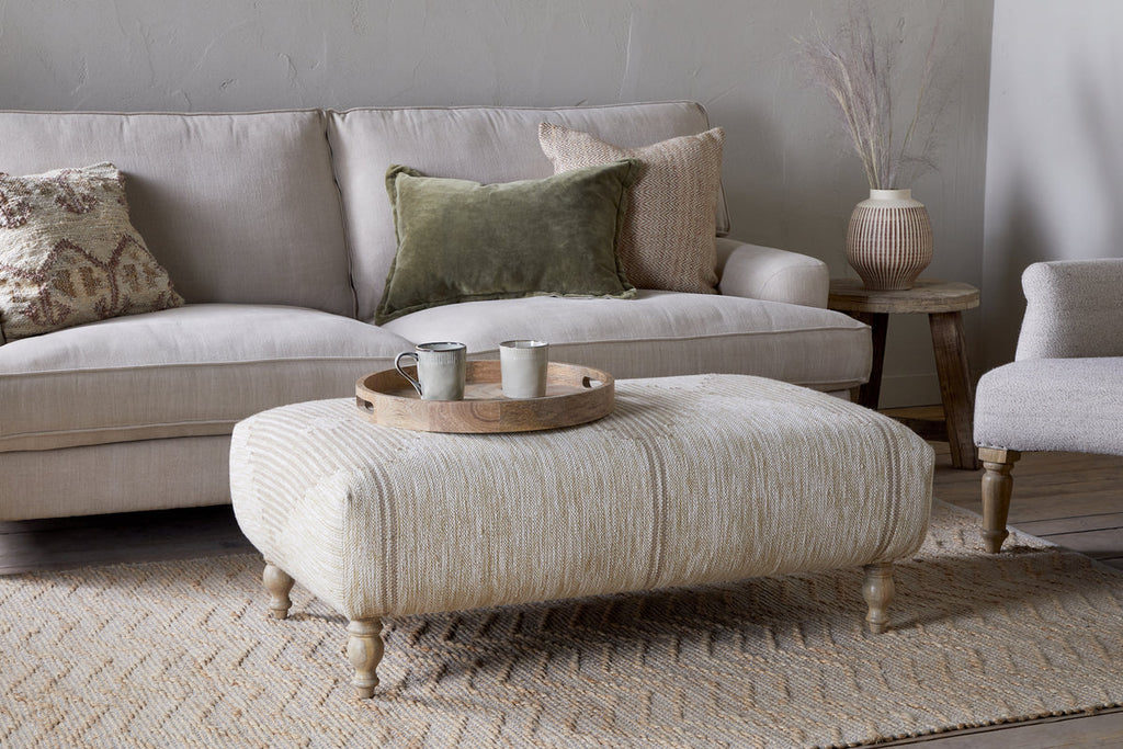 Aranya Upholstered Ottoman - Natural