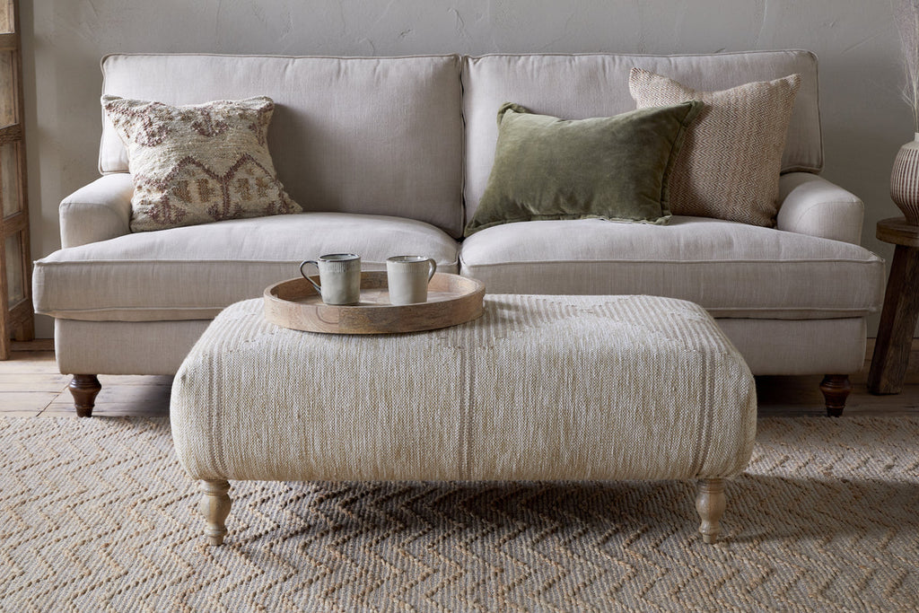 Aranya Upholstered Ottoman - Natural