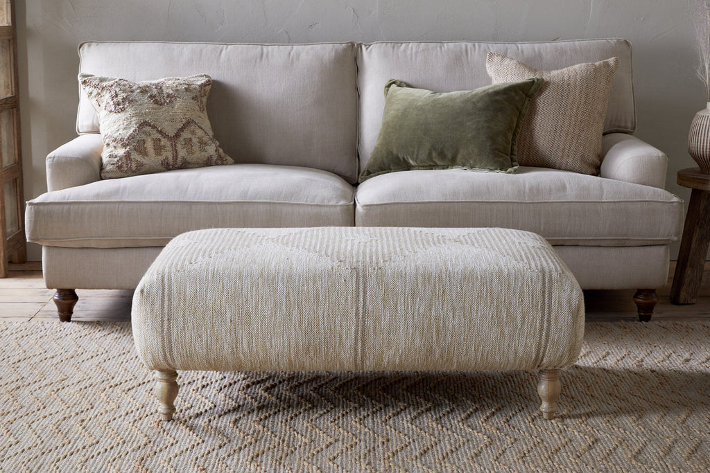 Aranya Upholstered Ottoman - Natural