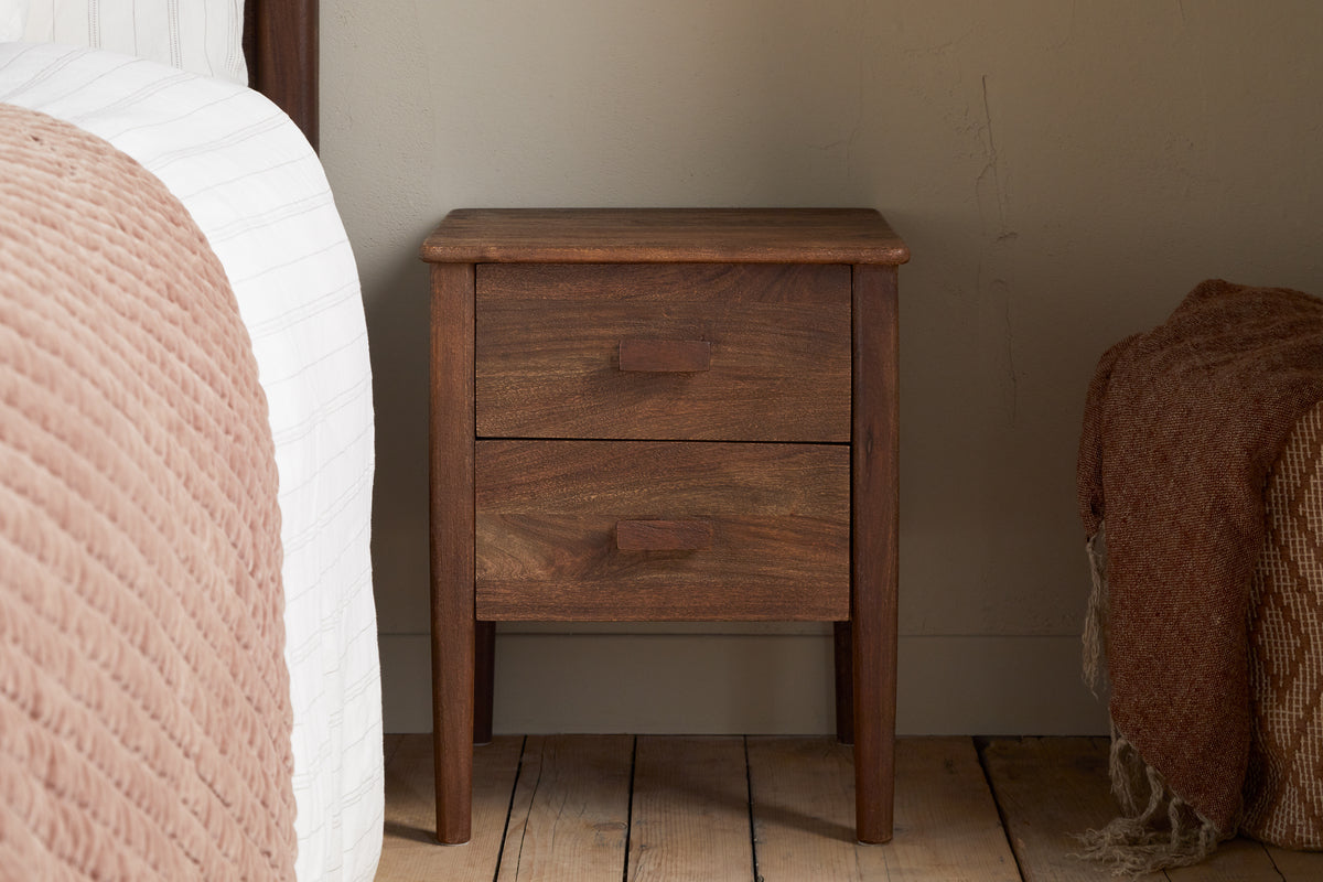 Anbu Acacia Bedside Table - Washed Walnut