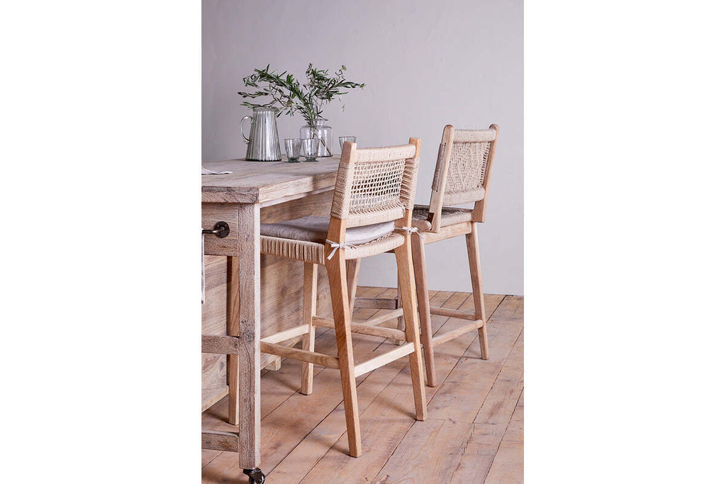 Aamani Mango Wood & Cord Counter Chair - Natural