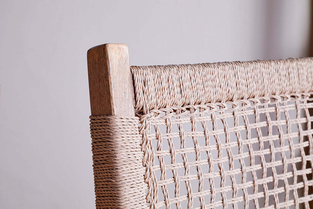 Aamani Mango Wood & Cord Counter Chair - Natural