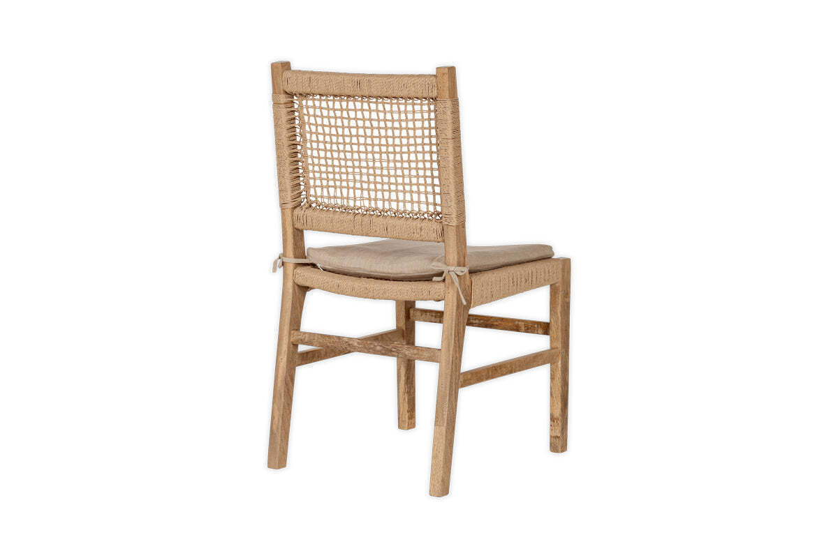 Aamani Mango Wood & Cord Dining Chair - Natural