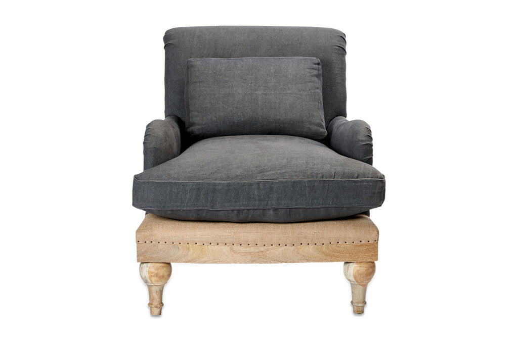 Abe Deconstructed Linen Armchair - Charcoal