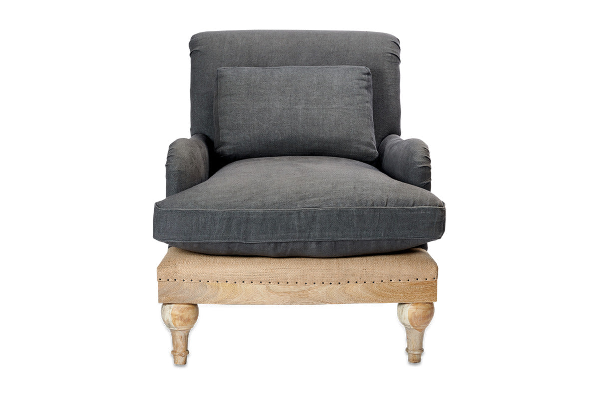 Abe Deconstructed Linen Armchair - Charcoal