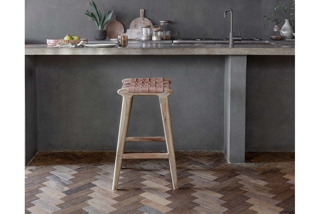 Adembi Woven Leather Counter Stool