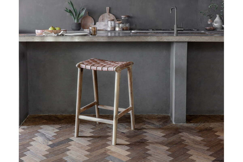 Adembi Woven Leather Counter Stool