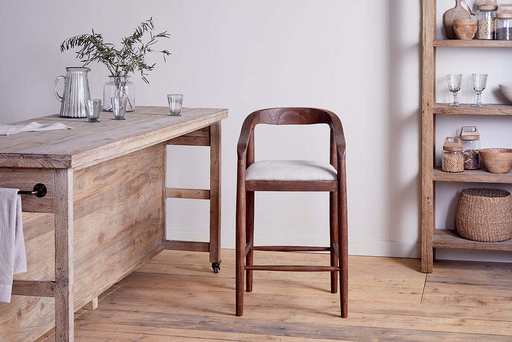 Anbu Acacia Upholstered Counter Chair - Washed Walnut