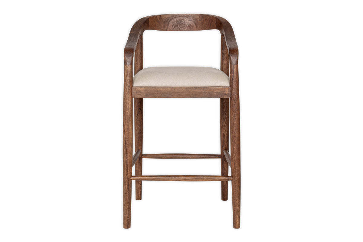 Anbu Acacia Upholstered Counter Chair - Washed Walnut