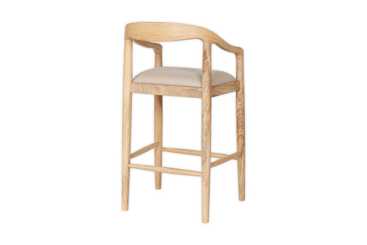 Anbu Mango Wood Upholstered Counter Chair - Natural