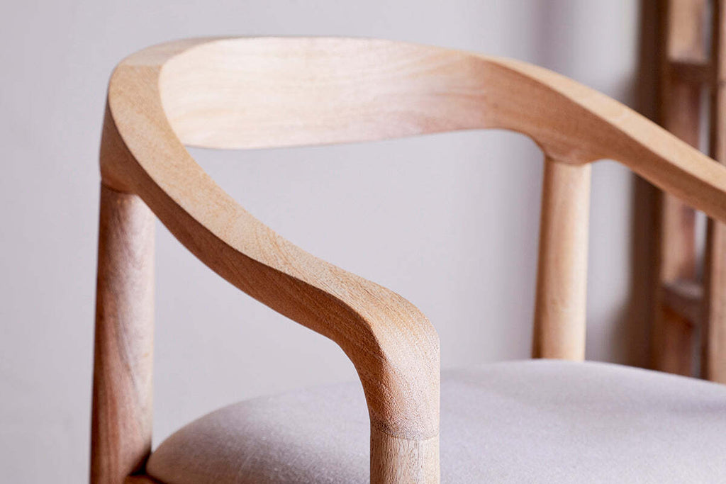 Anbu Mango Wood Upholstered Counter Chair - Natural