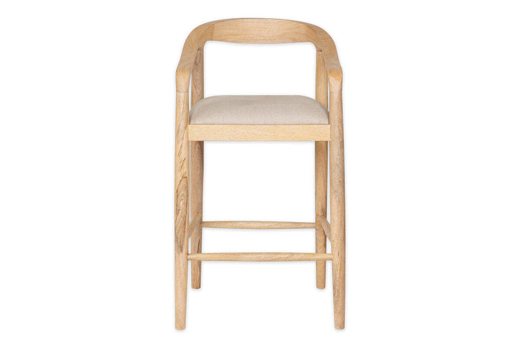 Anbu Mango Wood Upholstered Counter Chair - Natural