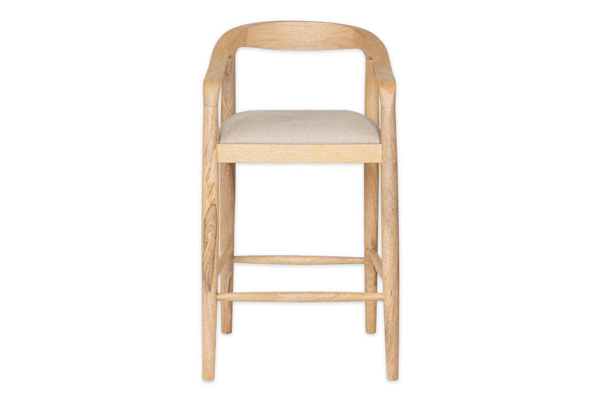 Anbu Mango Wood Upholstered Counter Chair - Natural