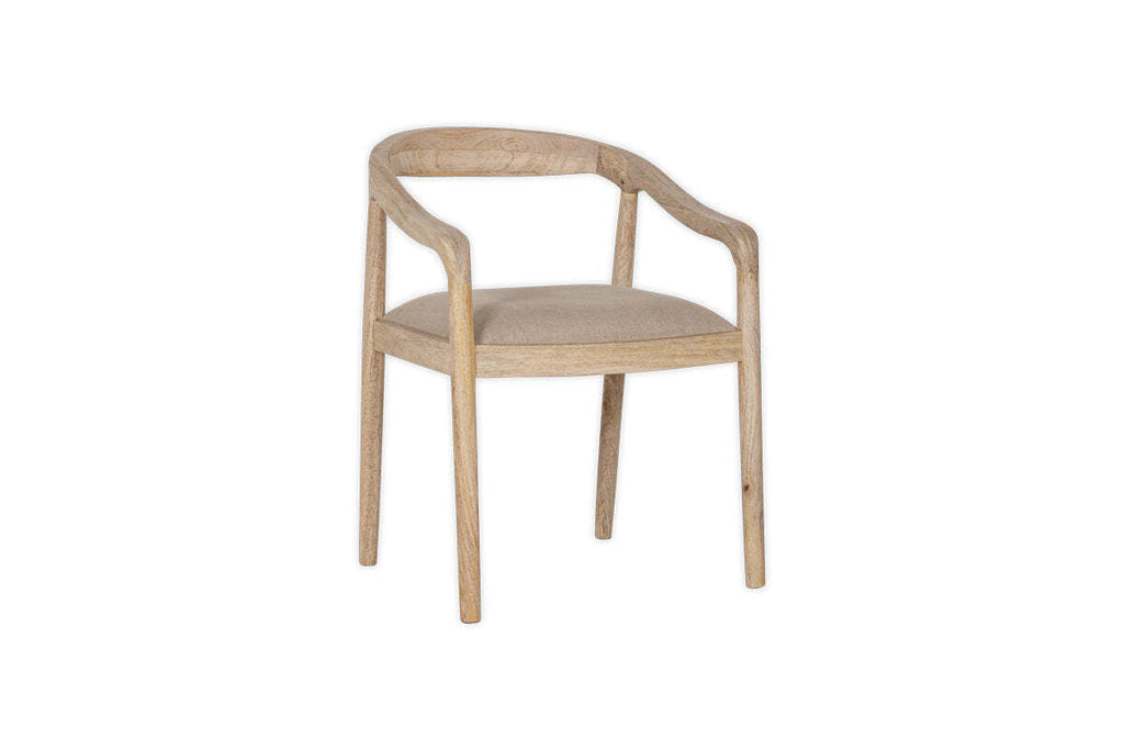 Anbu Mango Wood Upholstered Dining Chair - Natural