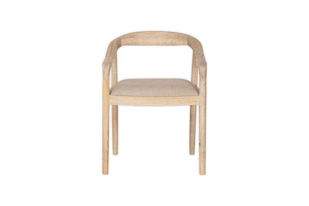 Anbu Mango Wood Upholstered Dining Chair - Natural