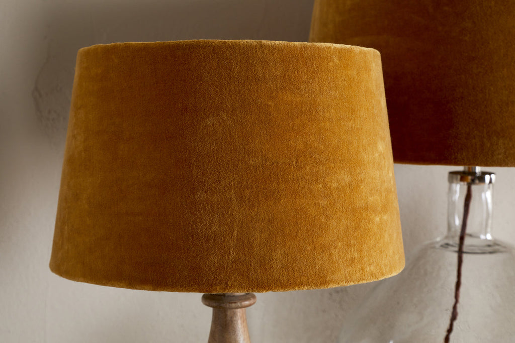 Batakha Velvet & Linen Lampshade - Dark Ochre