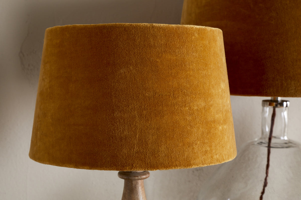 Batakha Velvet & Linen Lampshade - Dark Ochre