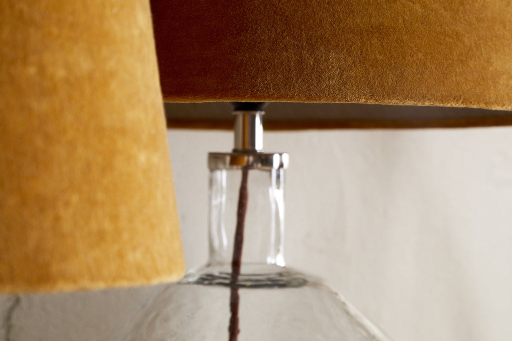 Batakha Velvet & Linen Lampshade - Dark Ochre