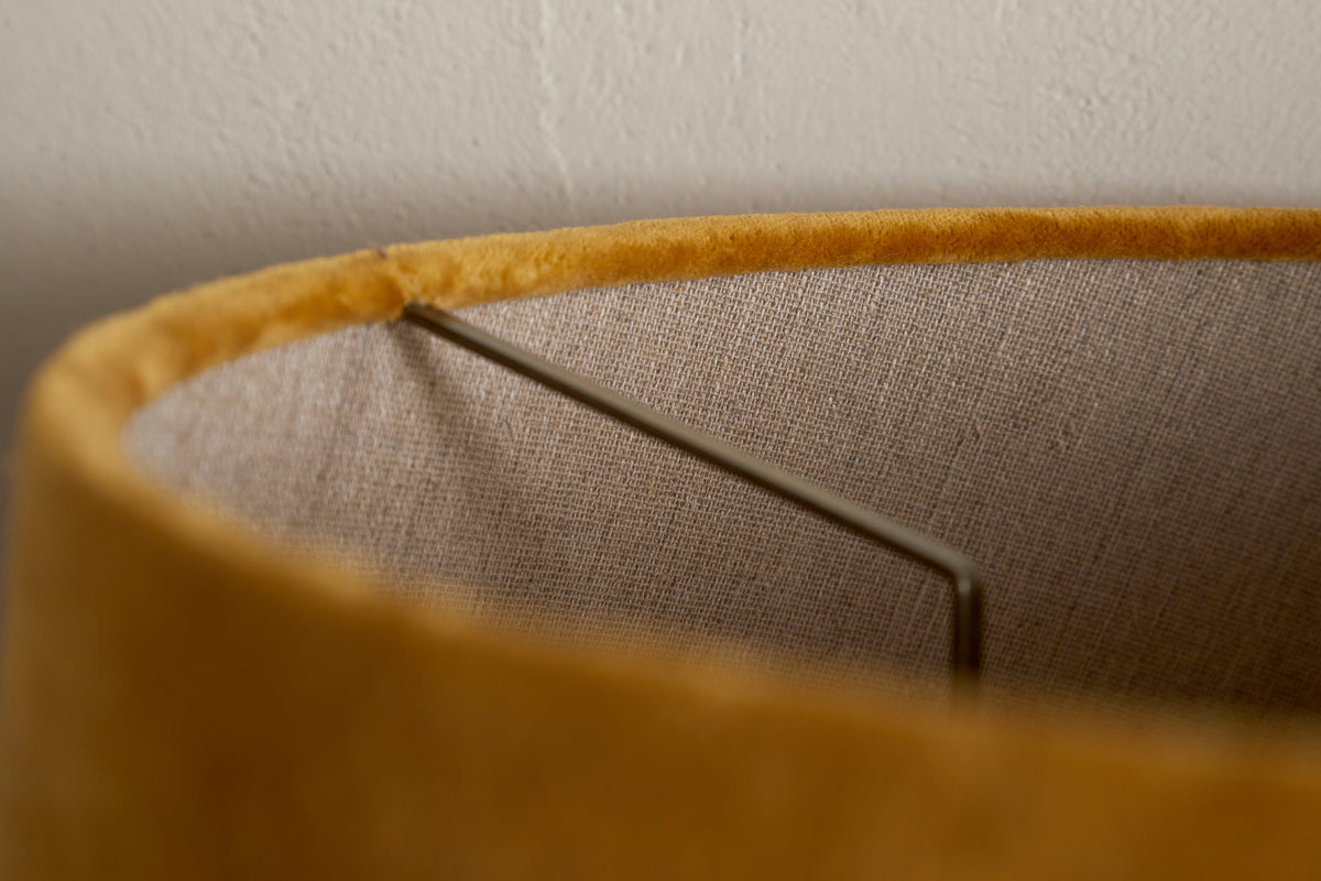 Batakha Velvet & Linen Lampshade - Dark Ochre