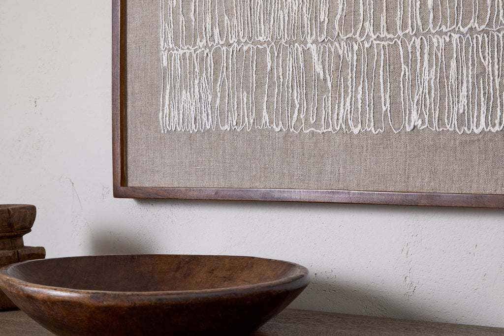 Birala Hand Stitched Wall Art - Natural