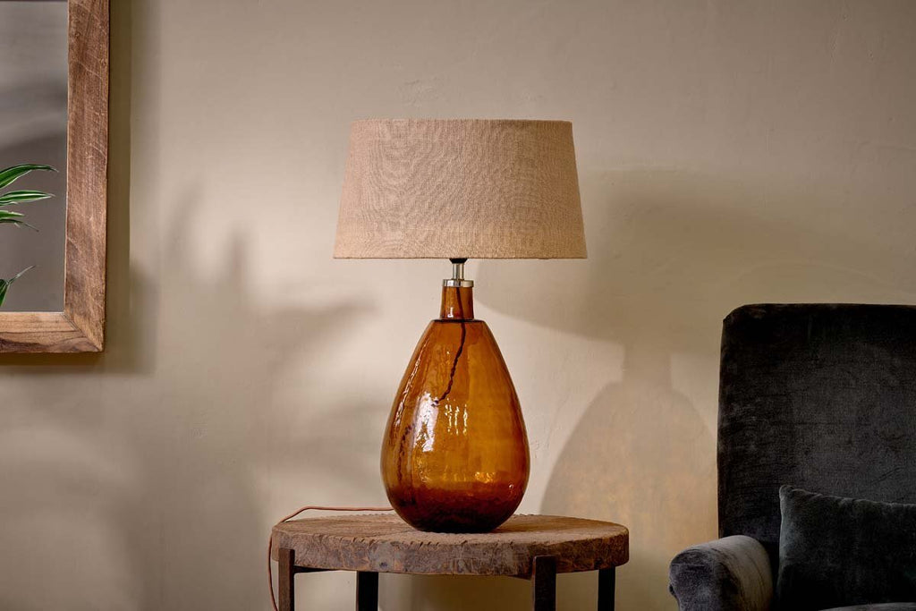 Baba Recycled Glass Lamp Base - Burnt Amber - Large Tall