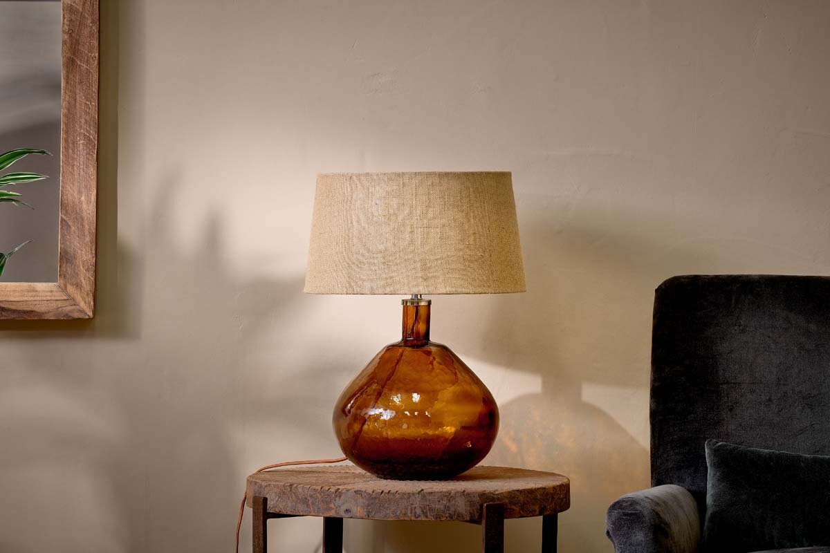 Baba Recycled Glass Lamp Base - Burnt Amber - Large Wide