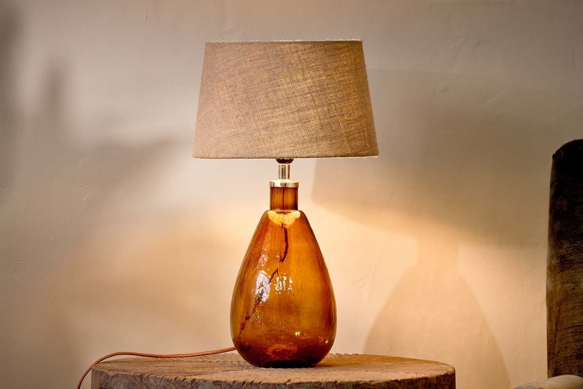 Baba Recycled Glass Lamp Base - Burnt Amber - Small Tall