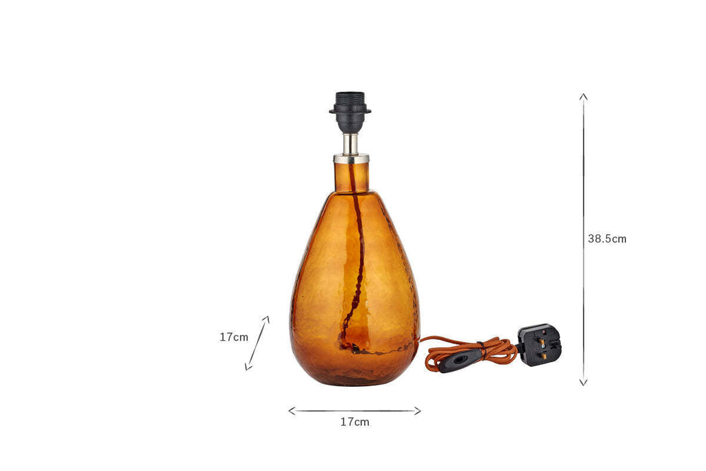 Baba Recycled Glass Lamp Base - Burnt Amber - Small Tall