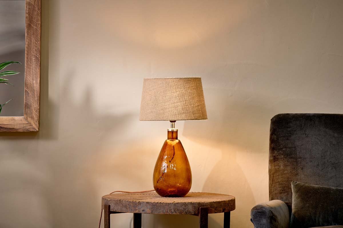 Baba Recycled Glass Lamp Base - Burnt Amber - Small Tall
