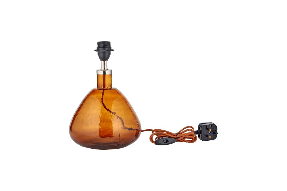 Baba Recycled Glass Lamp Base - Burnt Amber - Small Wide