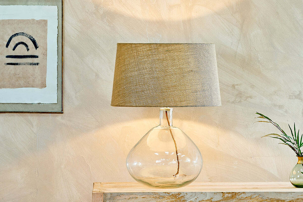 Baba Recycled Glass Lamp Base - Clear - Large Wide
