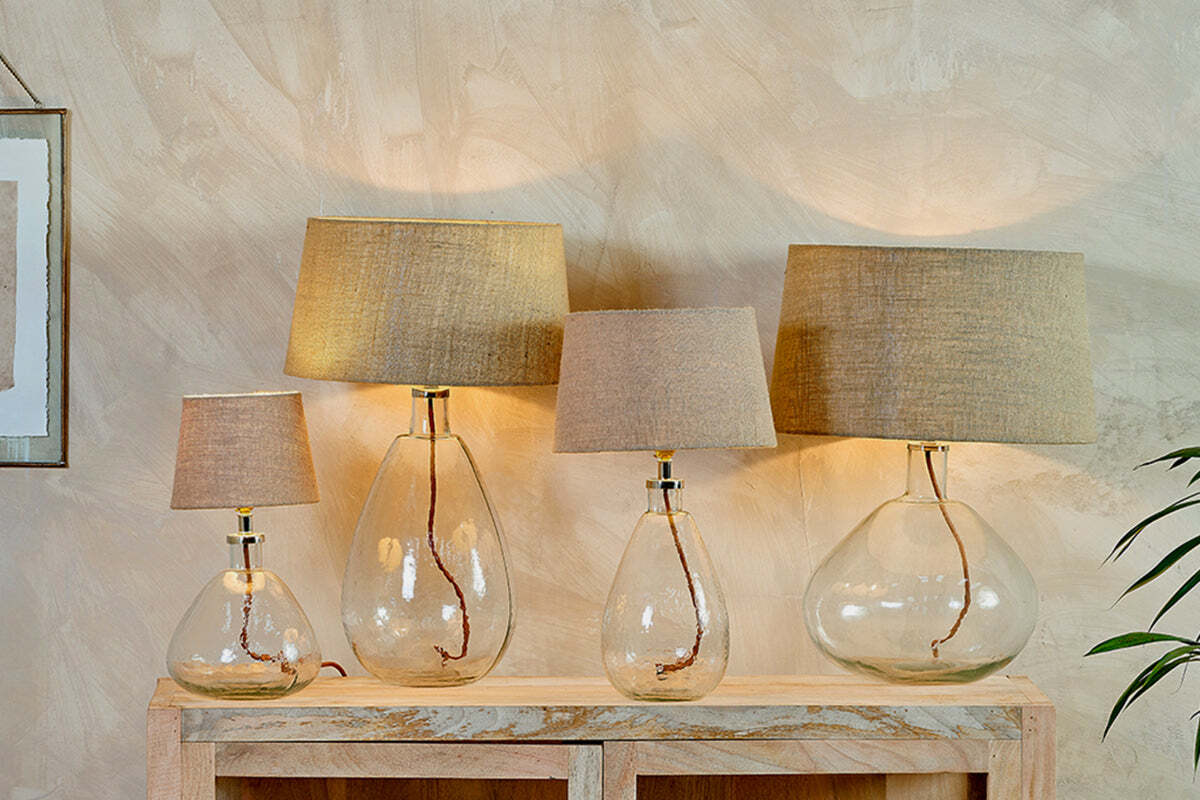 Baba Recycled Glass Lamp Base - Clear - Small Tall