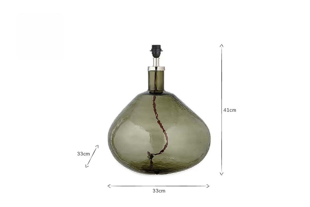 Baba Recycled Glass Lamp Base - Green - Large Wide