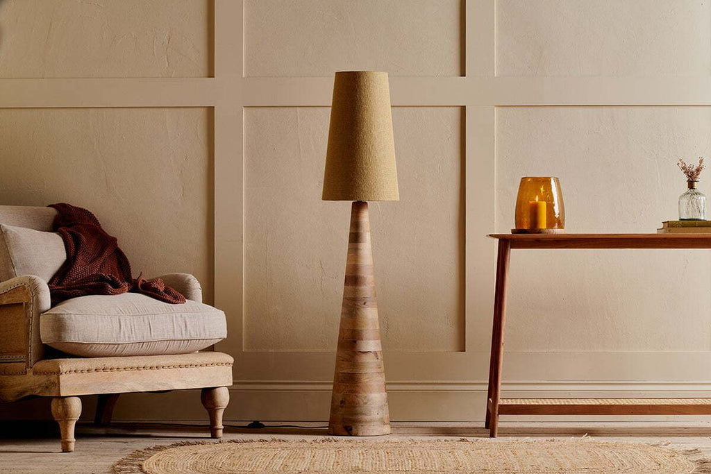 Chameli Tapered Mango Wood Floor Lamp Base
