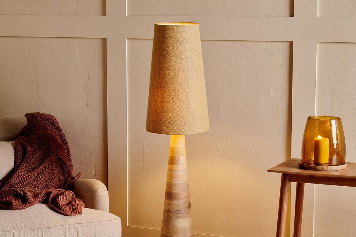 Chameli Tapered Mango Wood Floor Lamp Base