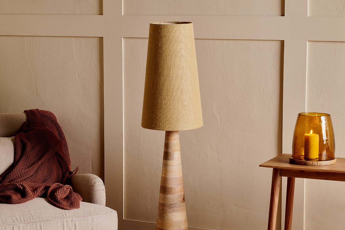 Chameli Tapered Mango Wood Floor Lamp Base