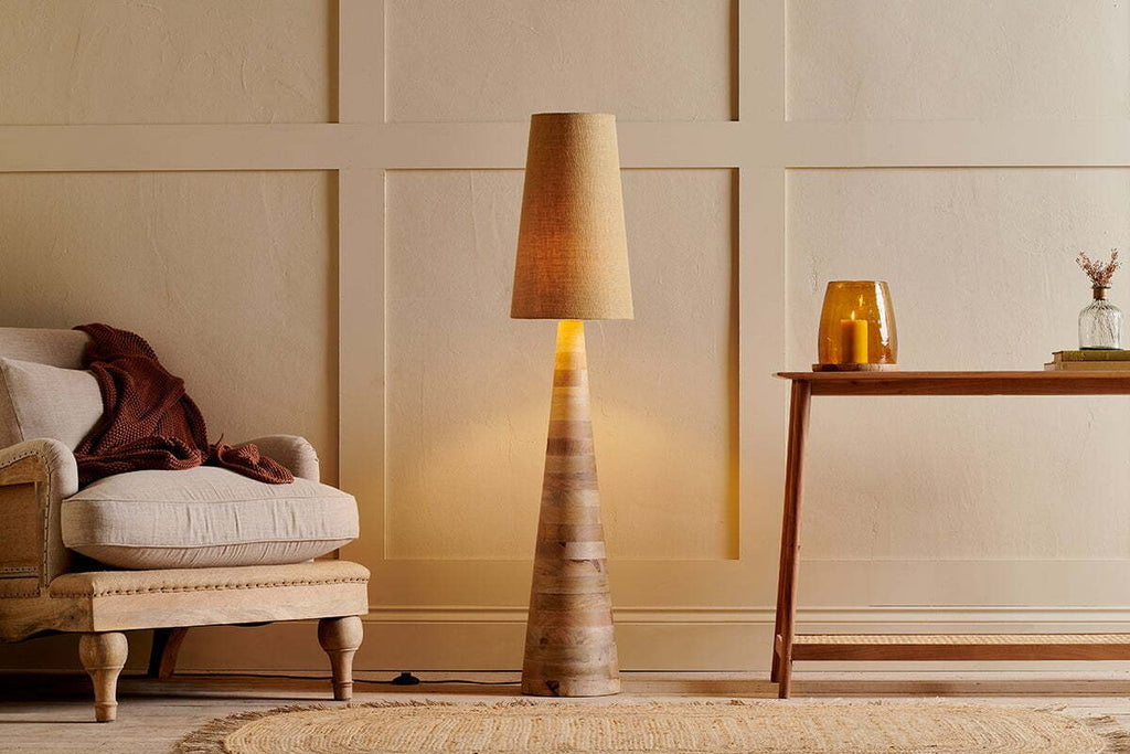 Chameli Tapered Mango Wood Floor Lamp Base