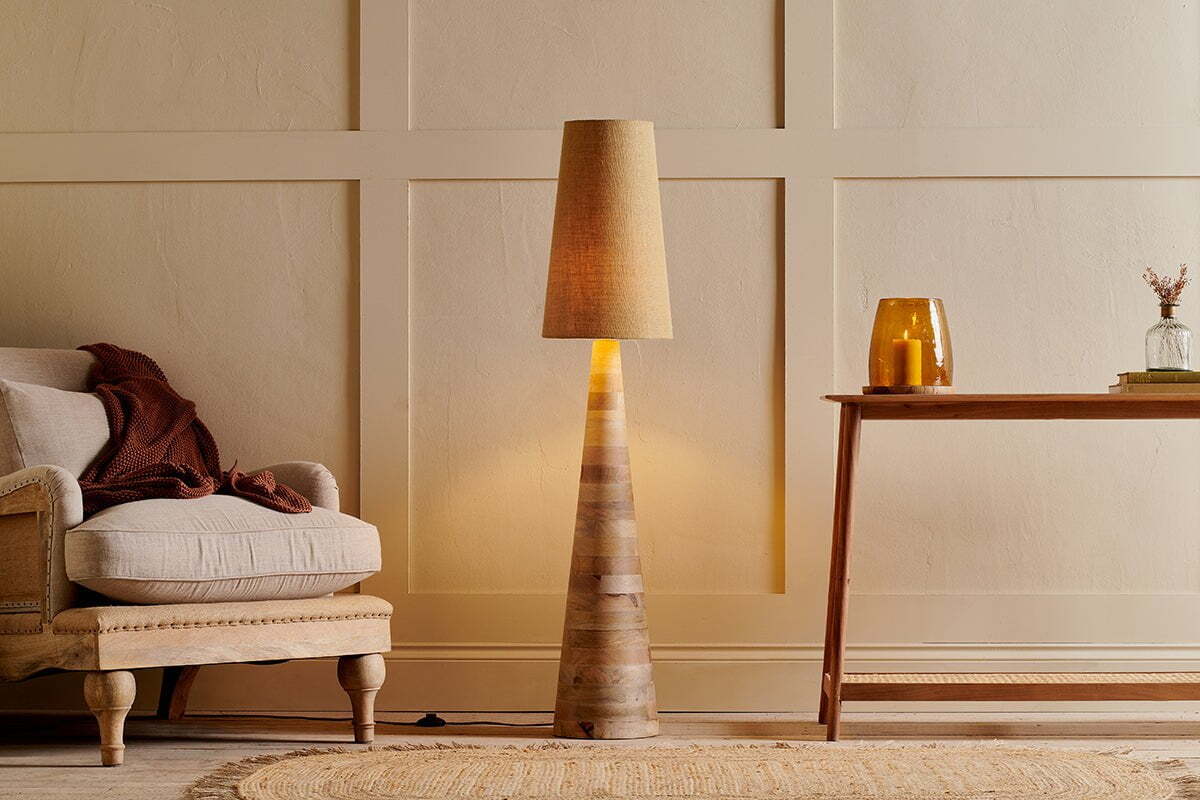 Chameli Tapered Mango Wood Floor Lamp Base