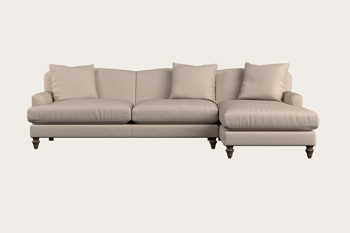Deni Grand Right Hand Chaise Sofa - Recycled Cotton Natural