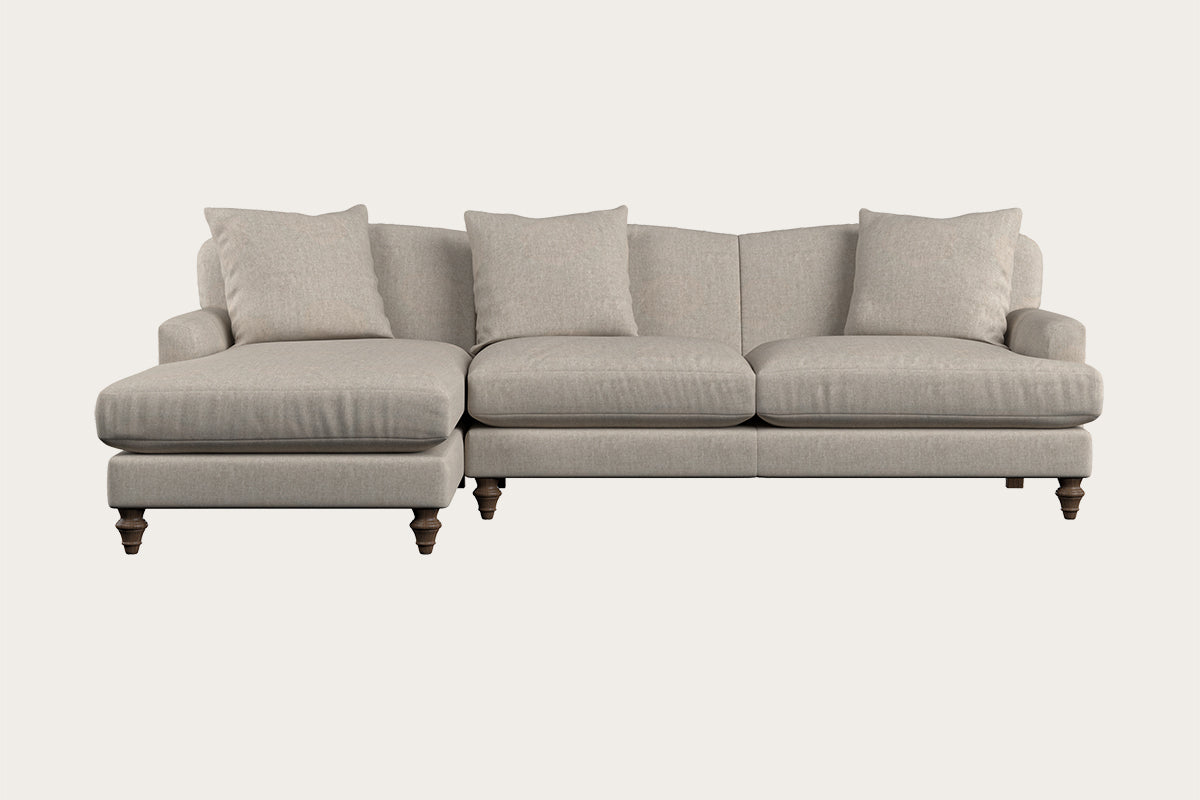 Deni Large Left Hand Chaise Sofa - Brera Linen Natural