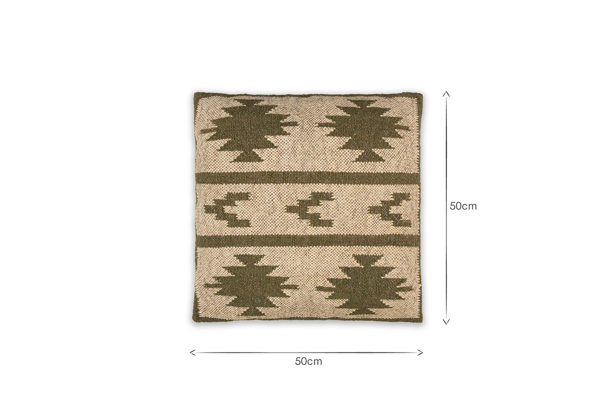 Bhumi Wool & Jute Cushion Cover - Moss Green