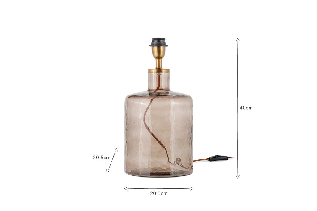 Edina Recycled Glass Table Lamp Base - Smoke Brown - Small