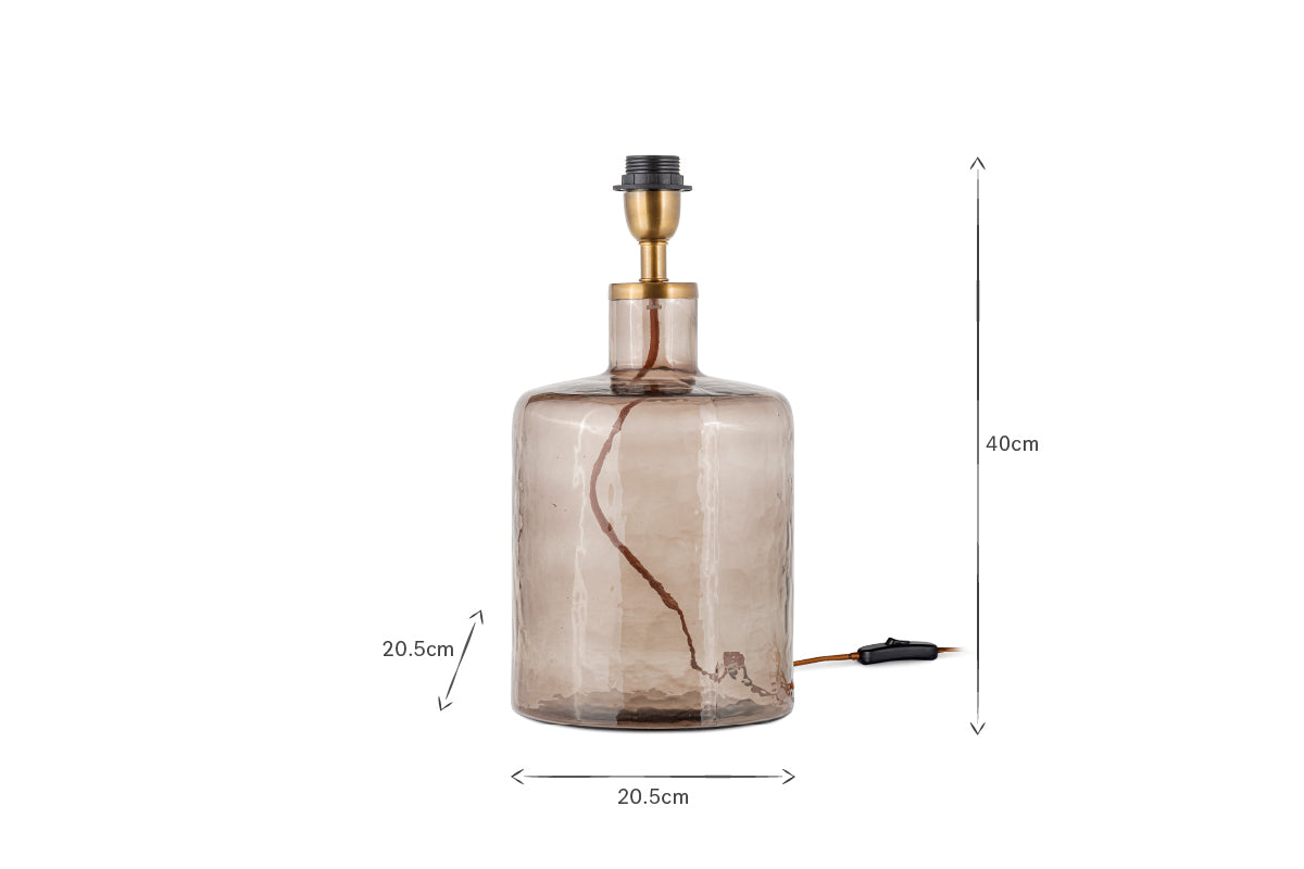 Edina Recycled Glass Table Lamp Base - Smoke Brown - Small