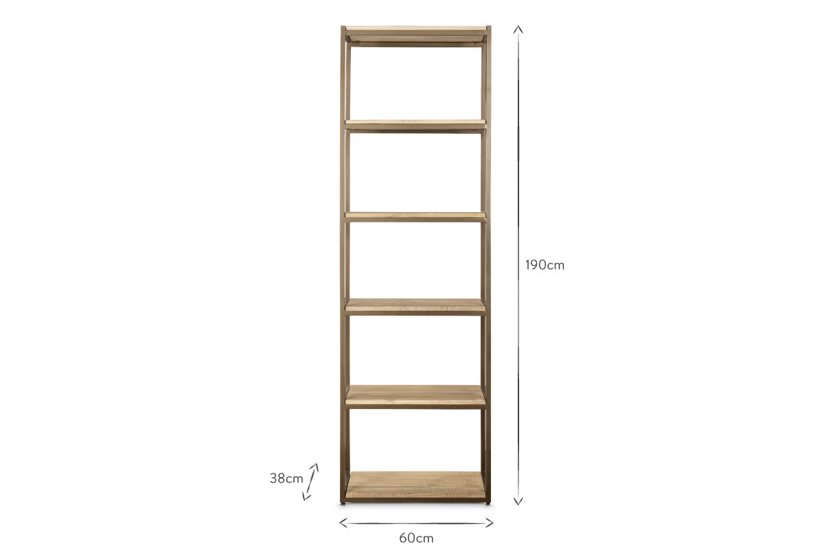 Marjori Mango Wood And Iron Standing Shelves - Narrow