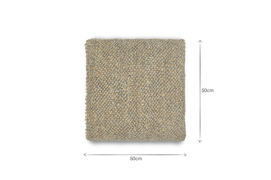 Paduna Jute & Cotton Cushion Cover - Soft Blue & Brown