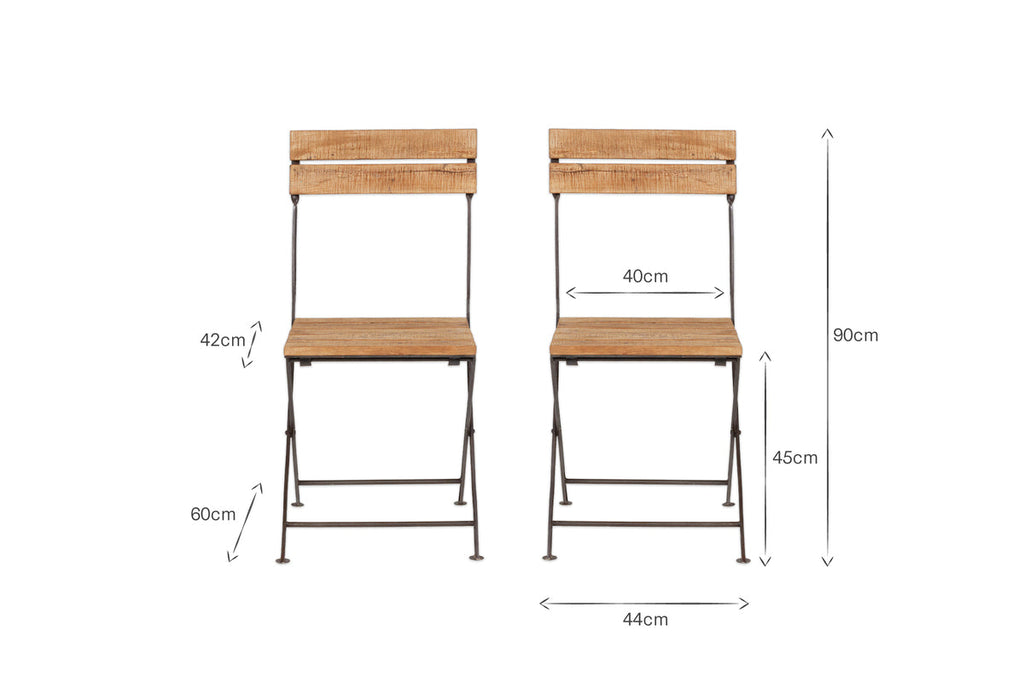 Rishikesh Reclaimed Wood & Iron Folding Chairs - (Set of 2)