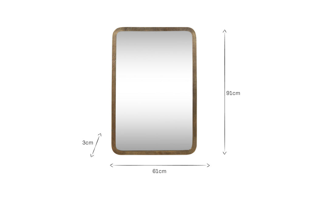 Ungura Rounded Mirror - Antique Brass - Small