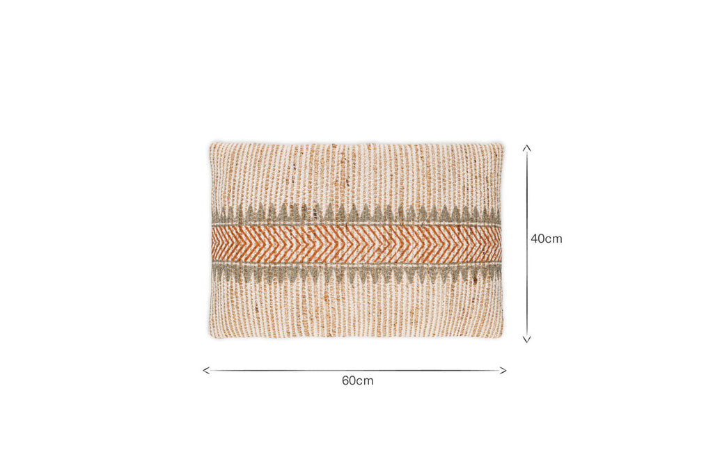 Zairya Jute & Cotton Cushion Cover - Natural & Rust