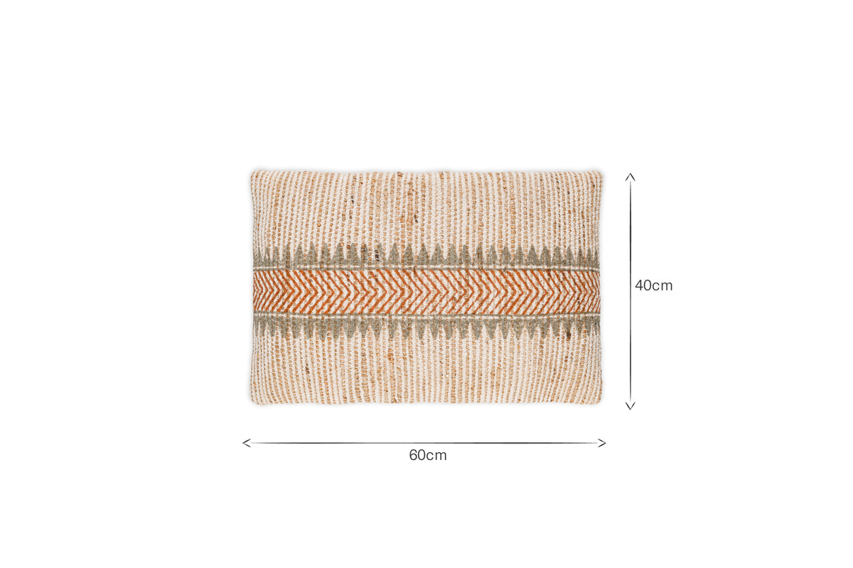 Zairya Jute & Cotton Cushion Cover - Natural & Rust