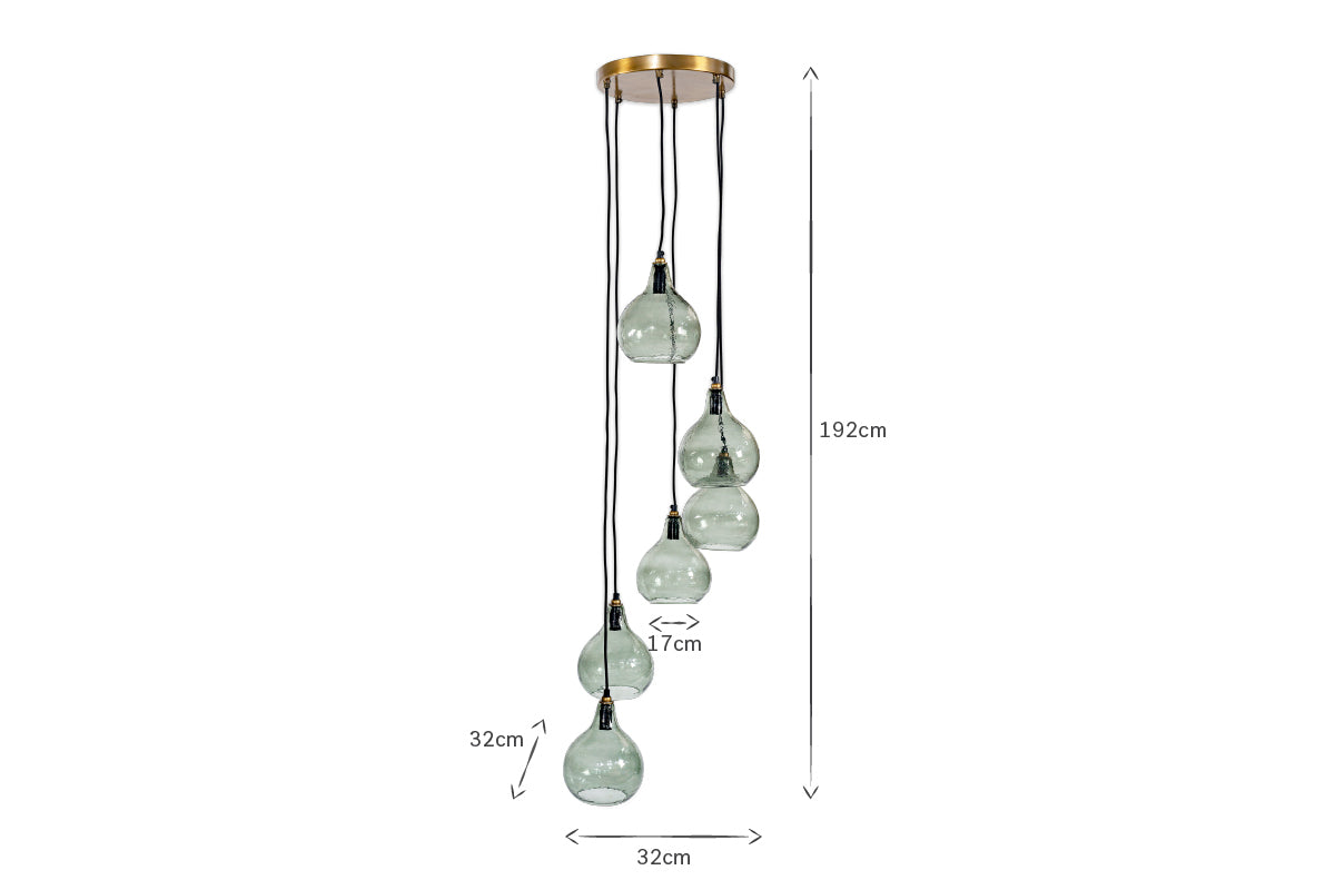 Ziva Statement Recycled Glass Cluster Pendant - Green Smoke